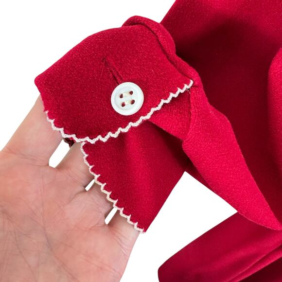 Vassarette Vintage Red Velour Long Collared Button Front Belted Housecoat Robe M - Picture 5 of 7